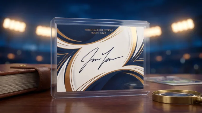 Carta con autógrafo de jugador de fútbol en trading cards