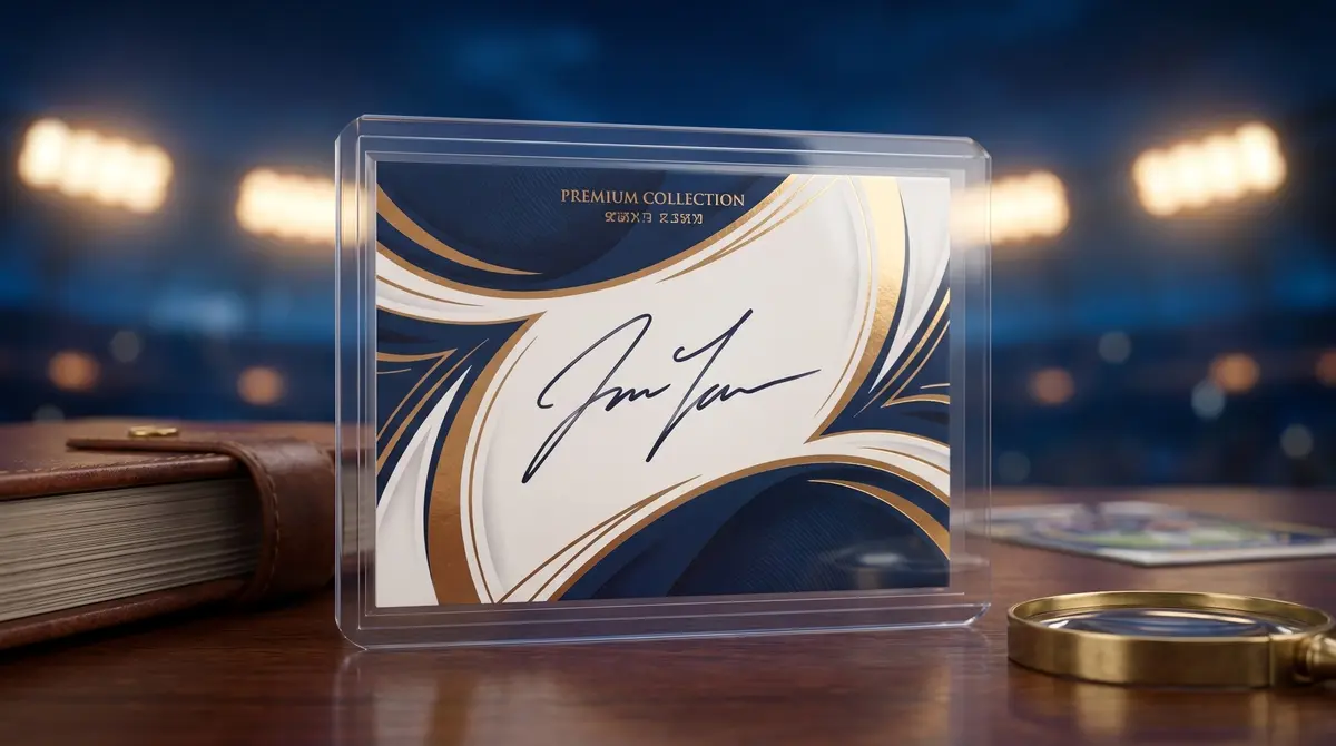 Carta con autógrafo de jugador de fútbol en trading cards