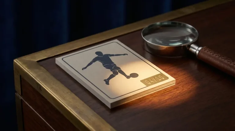 Carta numerada en trading cards de fútbol con el número de tiraje visible